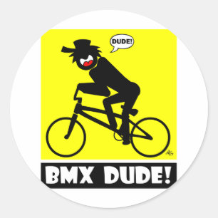 BMX DUDE-18 CLASSIC ROUND STICKER