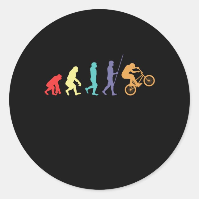 BMX Evolution Bicycle Cyclist Mountain Bike Gift Classic Round Sticker (Front)