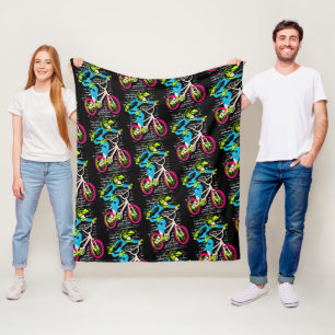 Bmx Fleece Blanket - Bmx Bike Graffiti 
