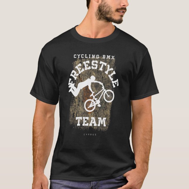 BMX Freestyle Bike Cyprus Flag Biking Cycling BMX T-Shirt (Front)