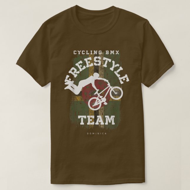 BMX Freestyle Bike Dominica Flag Biking Cycling BM T-Shirt (Design Front)