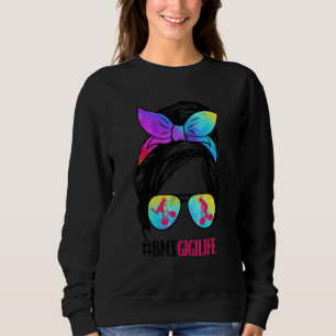 BMX Gigi Life Messy Bun Hair Glasses BMX Grandma Sweatshirt