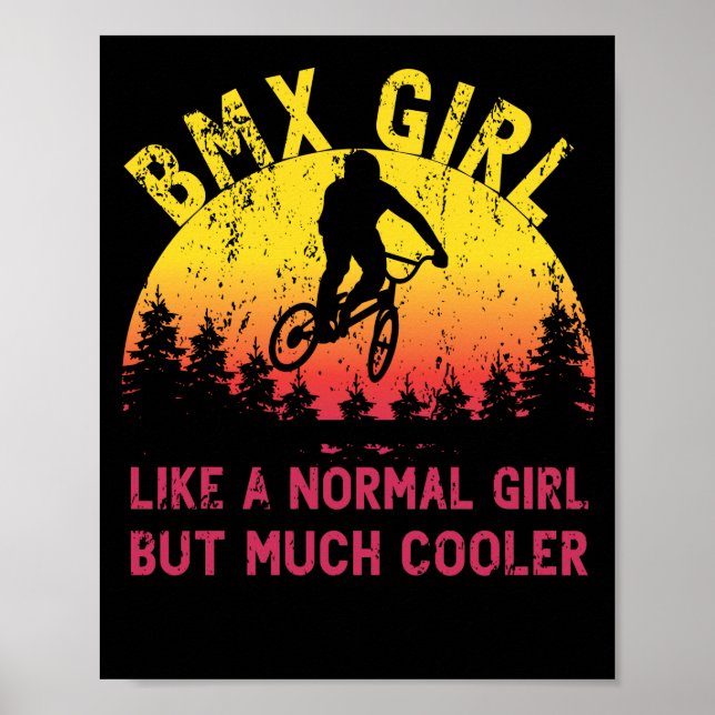 BMX Girl Sunset Bike Girl Cycling Retro Poster (Front)
