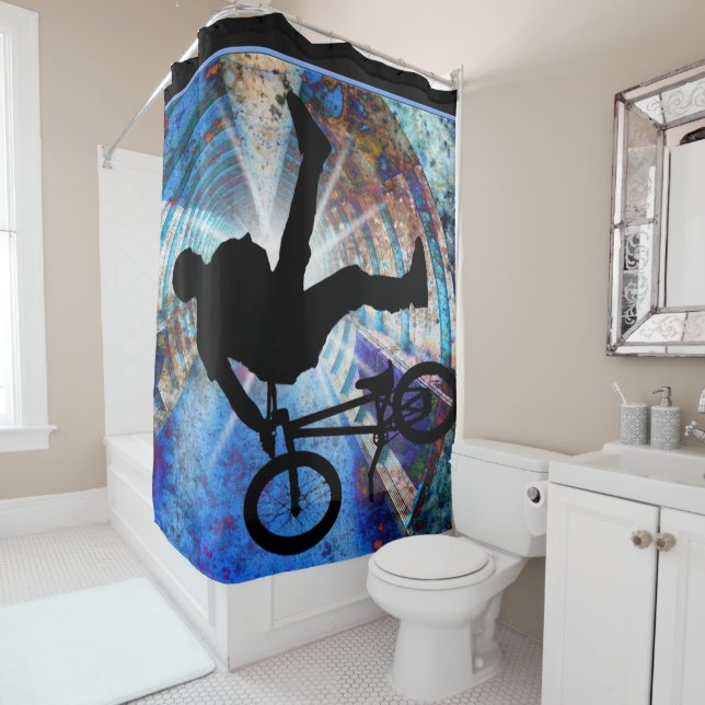 BMX in Grunge Tunnel Shower Curtain (In Situ)