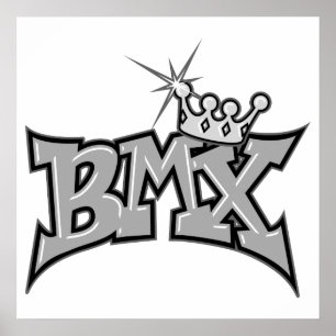 BMX king text design grayscale Poster