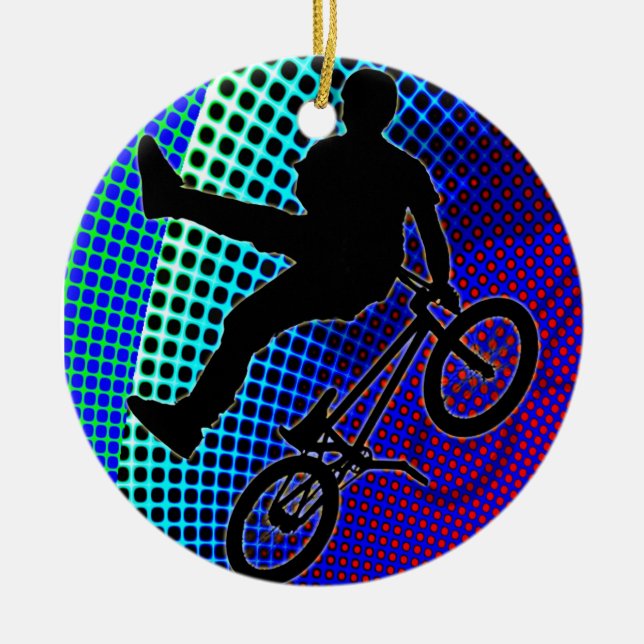 BMX on Fractal Movie Marquee Ceramic Tree Decoration (Front)