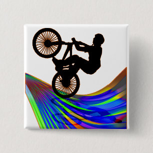 BMX on Rainbow Road 15 Cm Square Badge