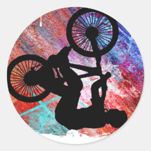 BMX on Rusty Grunge Classic Round Sticker