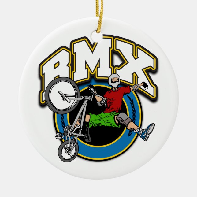 BMX One Handed Trick Ceramic Tree Decoration (Front)