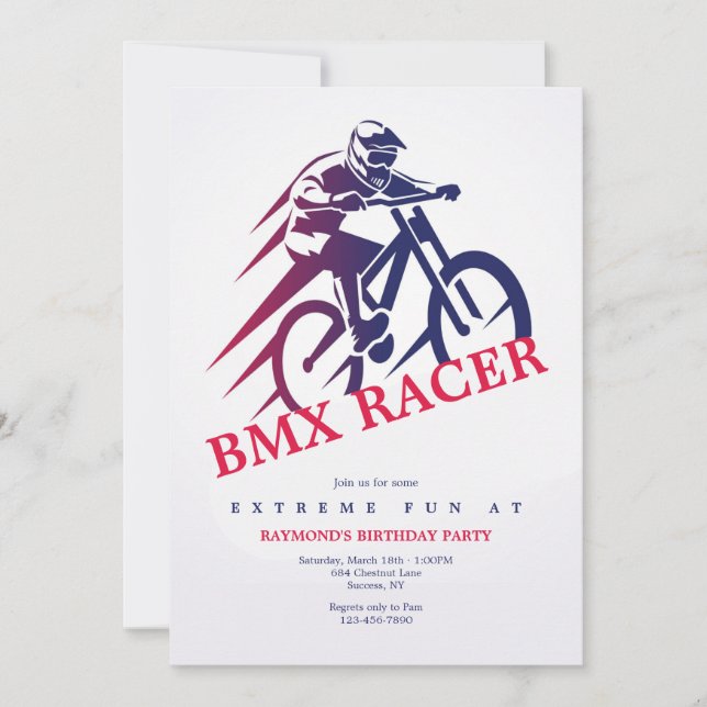 BMX Racer Party Invitations (Front)