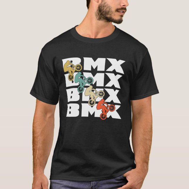BMX Retro Bicycle Stunts BMX Bike Motocross T-Shirt (Front)