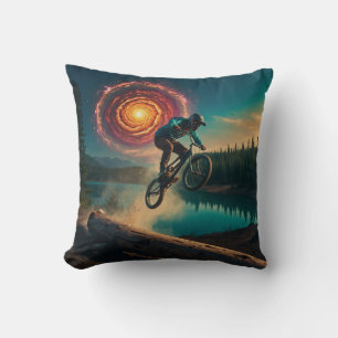 BMX Rider by a Forest Lake Cushion