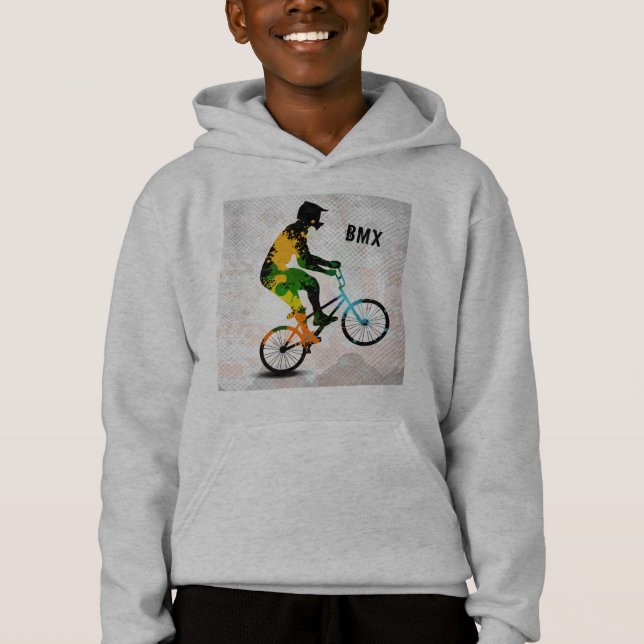 BMX Rider in Abstract Paint Splatters SQ WITH TEXT (Front)