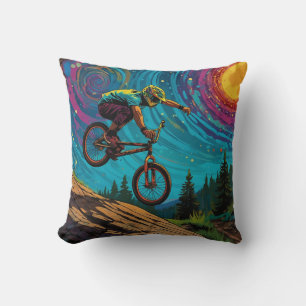 BMX Rider on Mountain Slope Cushion