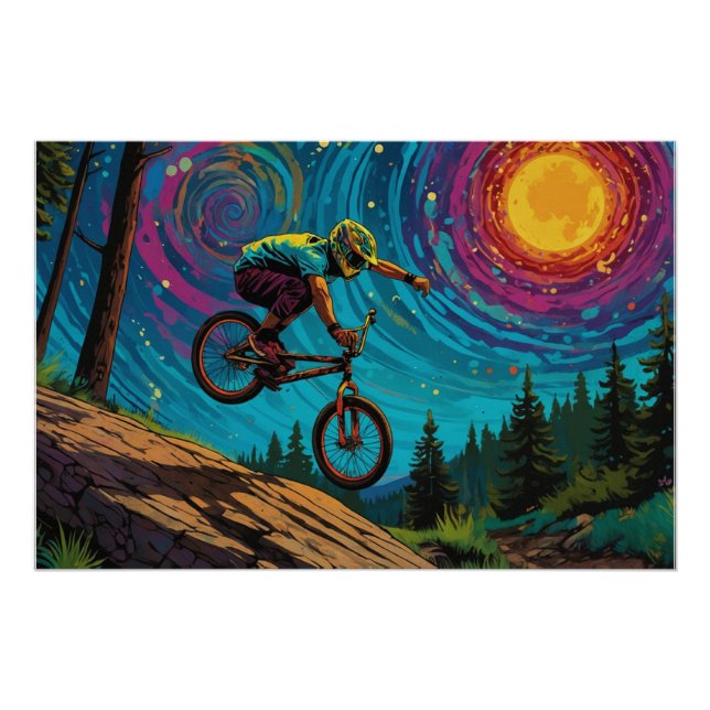 BMX Rider on Mountain Slope Poster (Front)