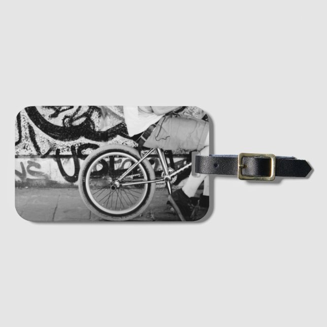 BMX Skate Park Luggage Tag – Grunge Graffiti Photo (Front Horizontal)
