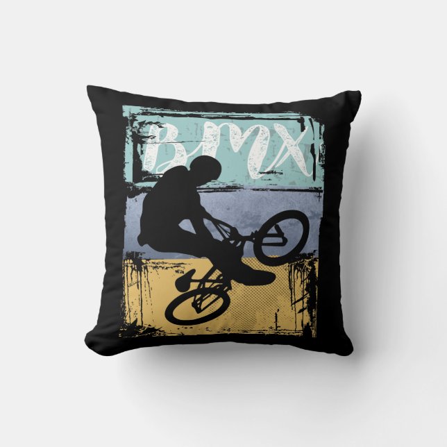 BMX Tee - Vintage Retro BMX Bike Rider Cushion (Front)