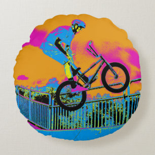 BMX Trickster - BMX Trick Bike  Round Cushion