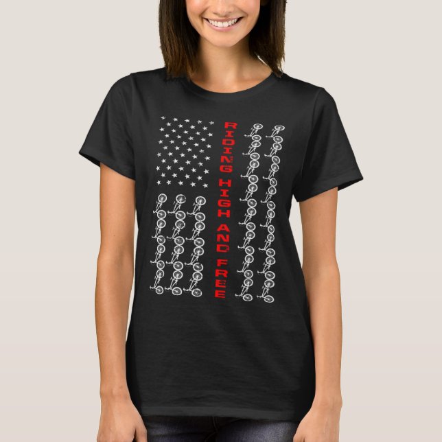BMX US Flag Riding High And Free T-Shirt (Front)