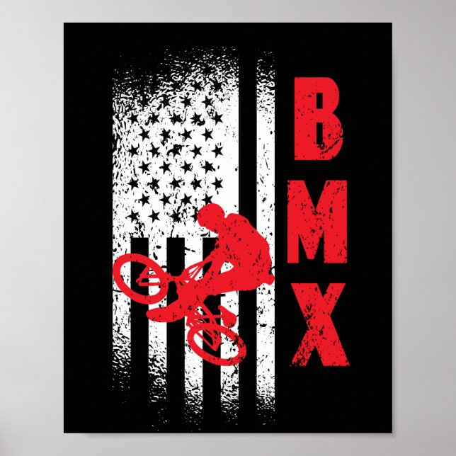 BMX USA America flag sport fan bike cycling Poster (Front)