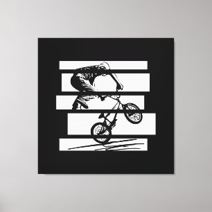 BMX Wheelie Silhouette Urban Lines Canvas Print