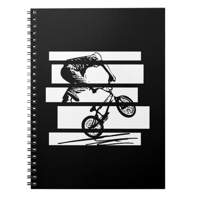 BMX Wheelie Silhouette Urban Lines Notebook (Front)
