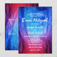B'nai Mitzvah Invitations | Blue Red | Fire Ice