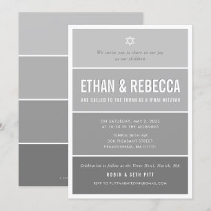 B'NAI MITZVAH modern ombre gradient medium grey Invitation