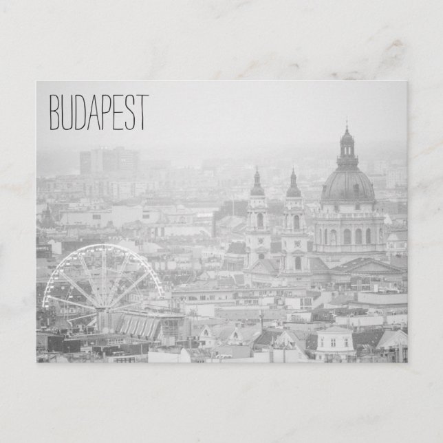 BnW Budapest landscape Postcard (Front)
