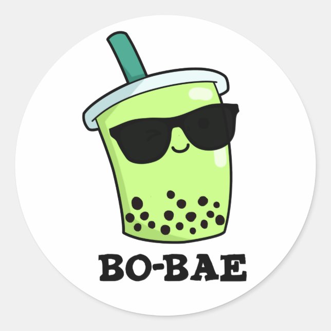 Bo-bae Funny Boba Tea Pun  Classic Round Sticker (Front)