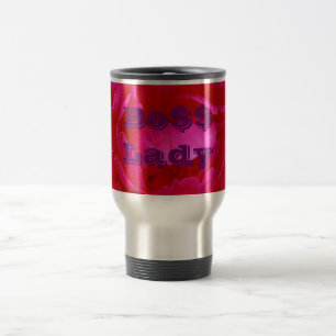Bo$$ Lady, Travel Mug with Pink Flower