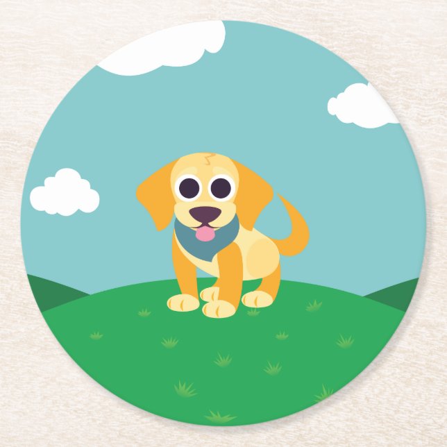 Bo the Dog Round Paper Coaster (Front)