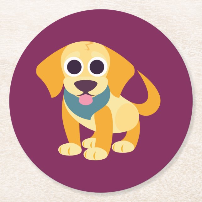 Bo the Dog Round Paper Coaster (Front)