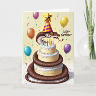 Boa Constrictor wraped around cake Card