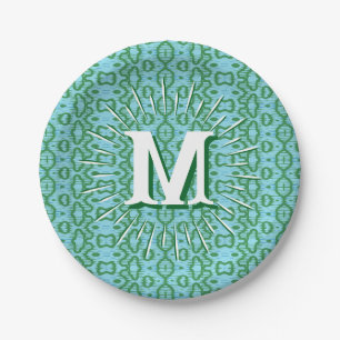 Boa Ripple in Green + Aqua Personalised Paper Plate