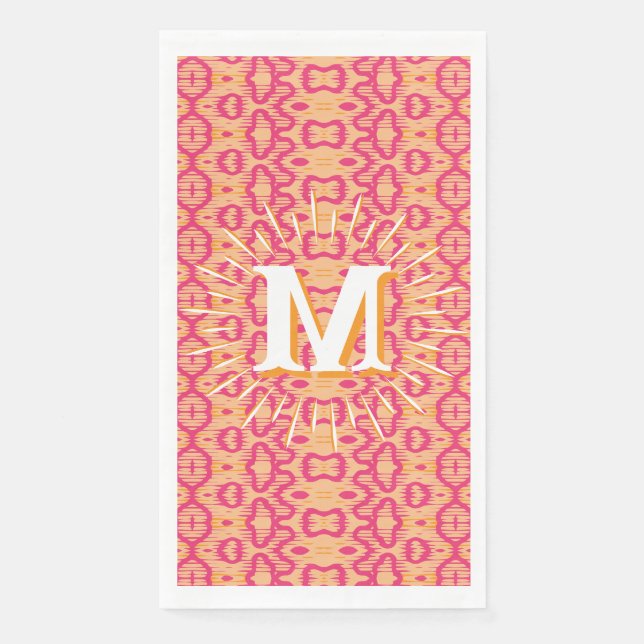 Boa Ripple in Pink + Orange Personalised Napkin (Front)