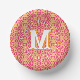 Boa Ripple in Pink + Orange Personalised Paper Plate