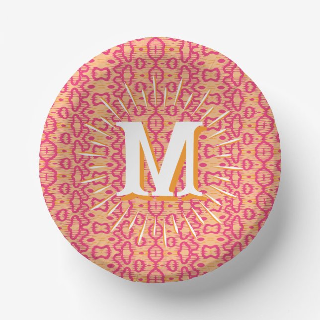 Boa Ripple in Pink + Orange Personalised Paper Plate (Front)