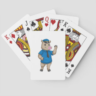 Boar as Police officer with Police hat Playing Cards
