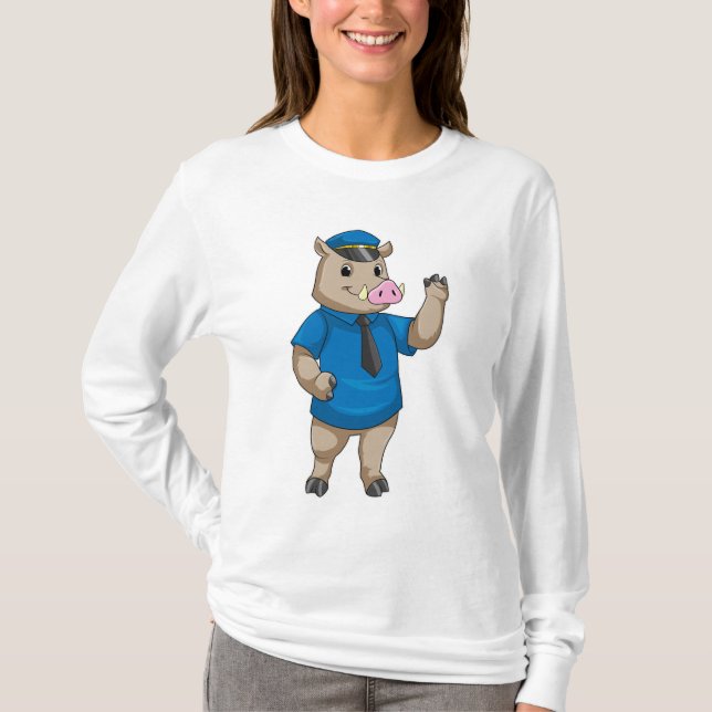 Boar as Police officer with Police hat T-Shirt (Front)