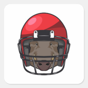 Boar at Football Sports Square Sticker