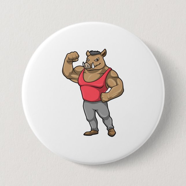 Boar Bodybuilder Bodybuilding Muscles 7.5 Cm Round Badge (Front)