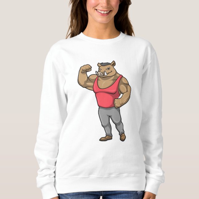 Boar Bodybuilder Bodybuilding Muscles Sweatshirt (Front)