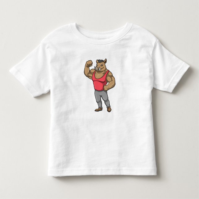 Boar Bodybuilder Bodybuilding Muscles Toddler T-Shirt (Front)