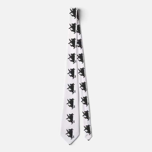 Boar  Dancing heraldry  silhouette Tie (Front)