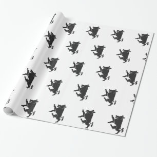 Boar  Dancing heraldry  silhouette Wrapping Paper