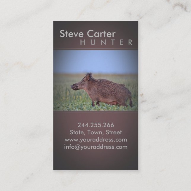 Boar Hog Hunter Forester Ranger Business Card (Front)