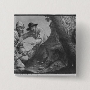 Boar hunt 15 cm square badge