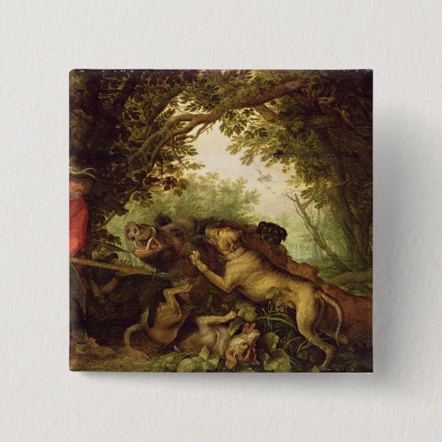 Boar Hunt, 1611 15 Cm Square Badge (Front)