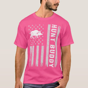 Boar Hunt Buddy USA Flag Hog Hunting 1 T-Shirt